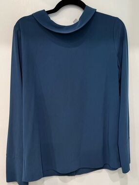 Halogen Blue Long-Sleeve Mock Collar Top